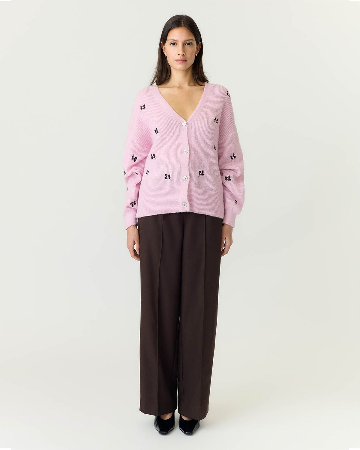 Y.A.S Strikket Cardigan Fleur LS Knit - Nosegay/ Fig flower