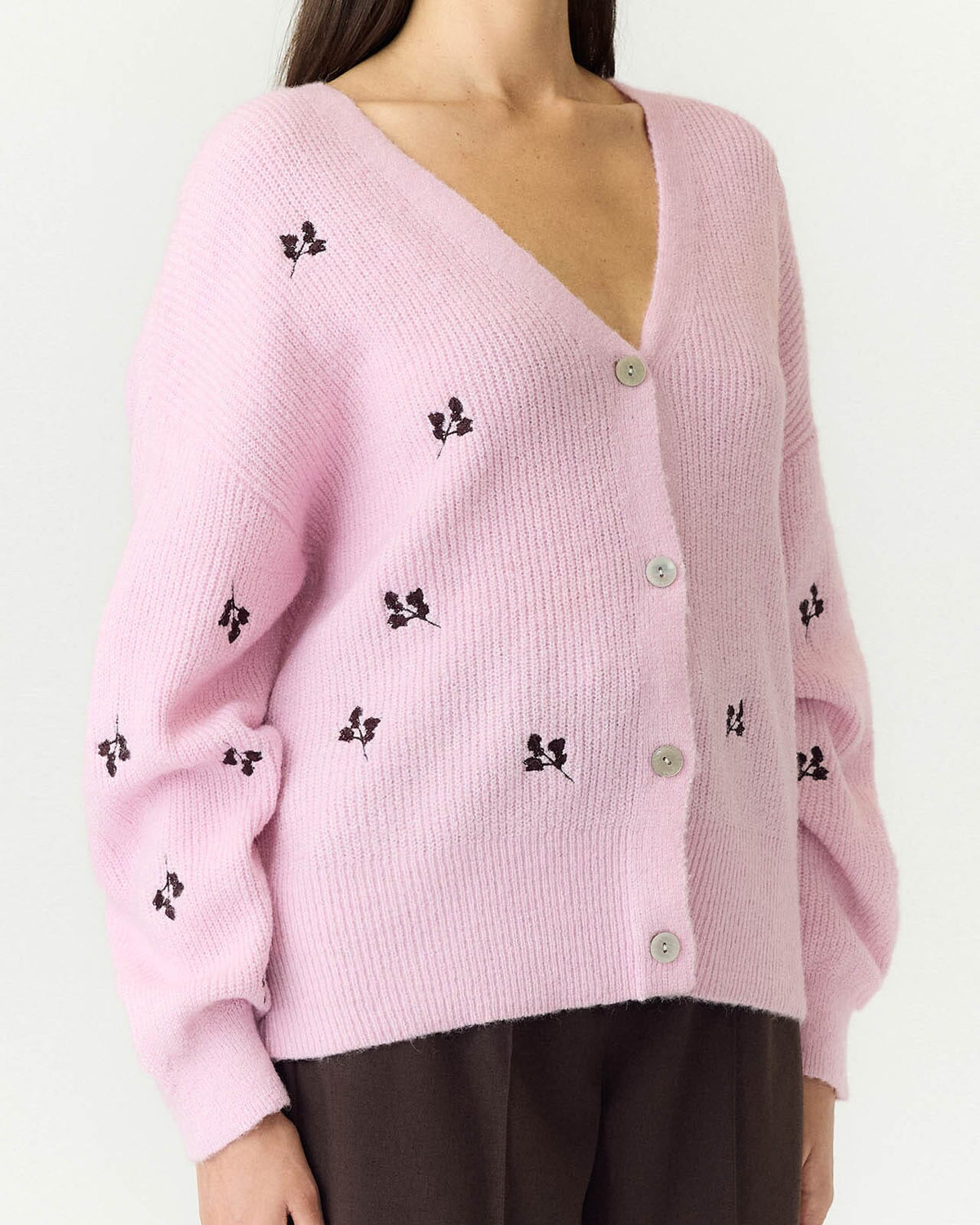 Y.A.S Strikket Cardigan Fleur LS Knit - Nosegay/ Fig flower