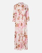 Y.A.S Maxikjole Savanna Long Shirt Dress - Pink Lady Pella flower