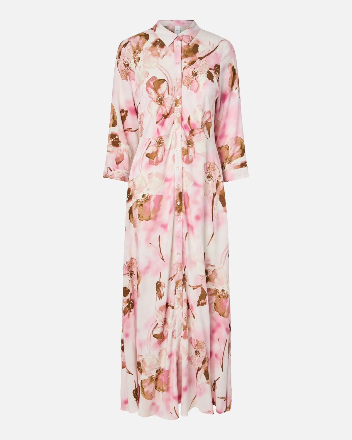Y.A.S Maxikjole Savanna Long Shirt Dress - Pink Lady Pella flower