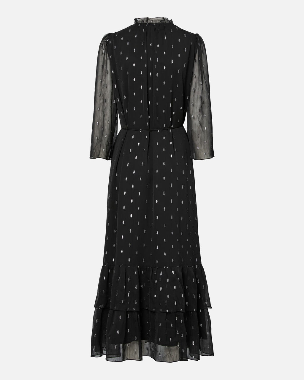 Y.A.S Maxikjole Mena 3/4 Long - Black W. SILVER DOTS