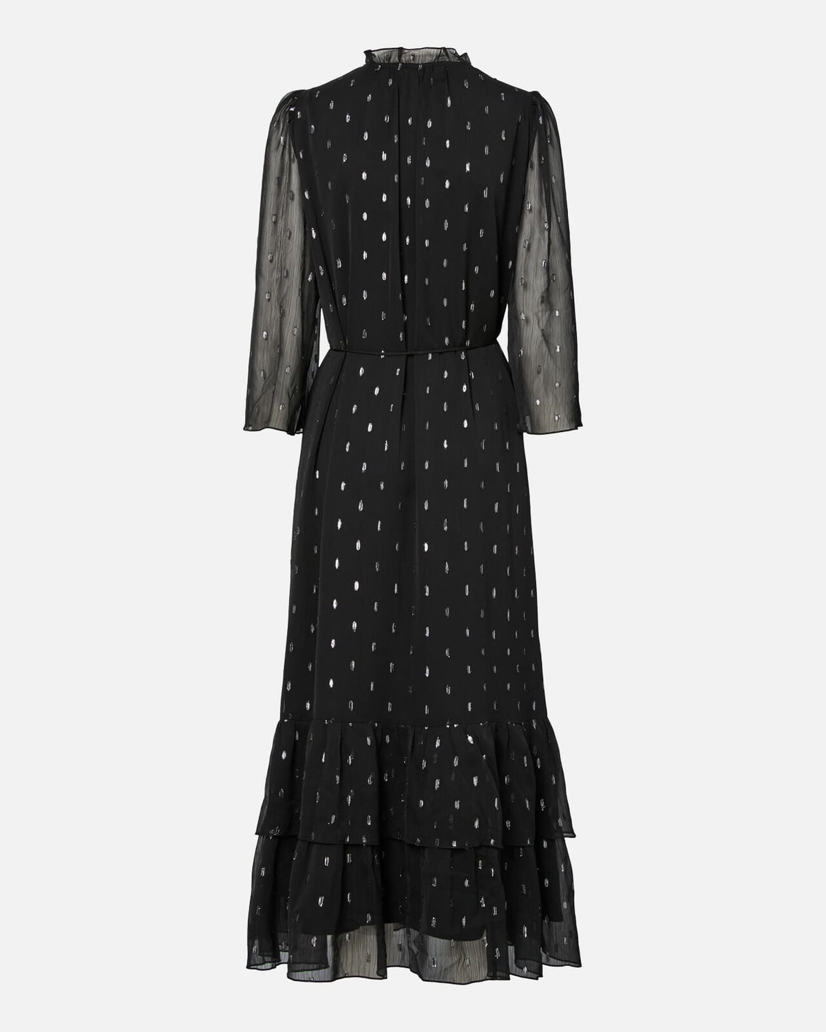 Y.A.S Maxikjole Mena 3/4 Long - Black W. SILVER DOTS