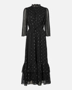 Y.A.S Maxikjole Mena 3/4 Long - Black W. SILVER DOTS