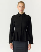 Y.A.S Skjorte Pepa LS Peplum - Black