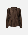 Y.A.S Bluse Pella LS Funnel Neck - Chocolate Brown