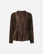 Y.A.S Bluse Pella LS Funnel Neck - Chocolate Brown