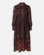 Y.A.S Midikjole Romantica LS Long - Chicory Coffee/ Romantica AOP