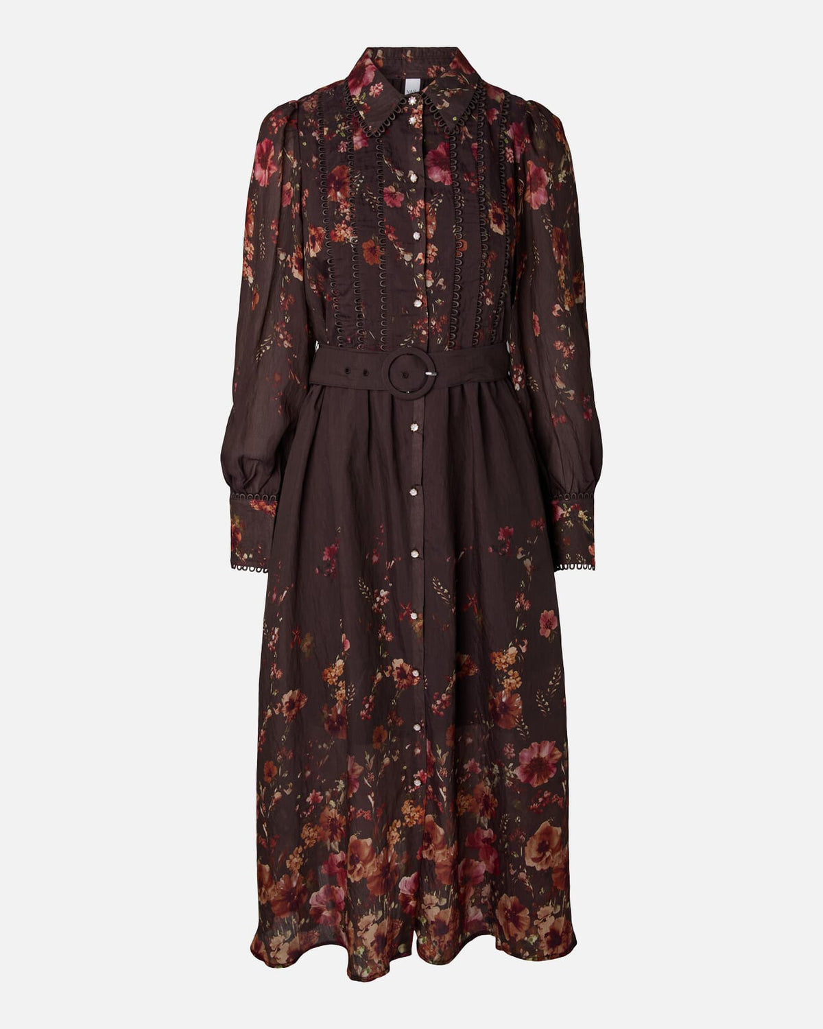 Y.A.S Midikjole Romantica LS Long - Chicory Coffee/ Romantica AOP