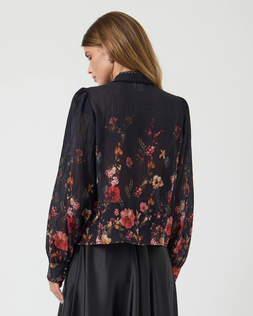 Y.A.S Skjorte Romantica LS - Black/ Romantica AOP