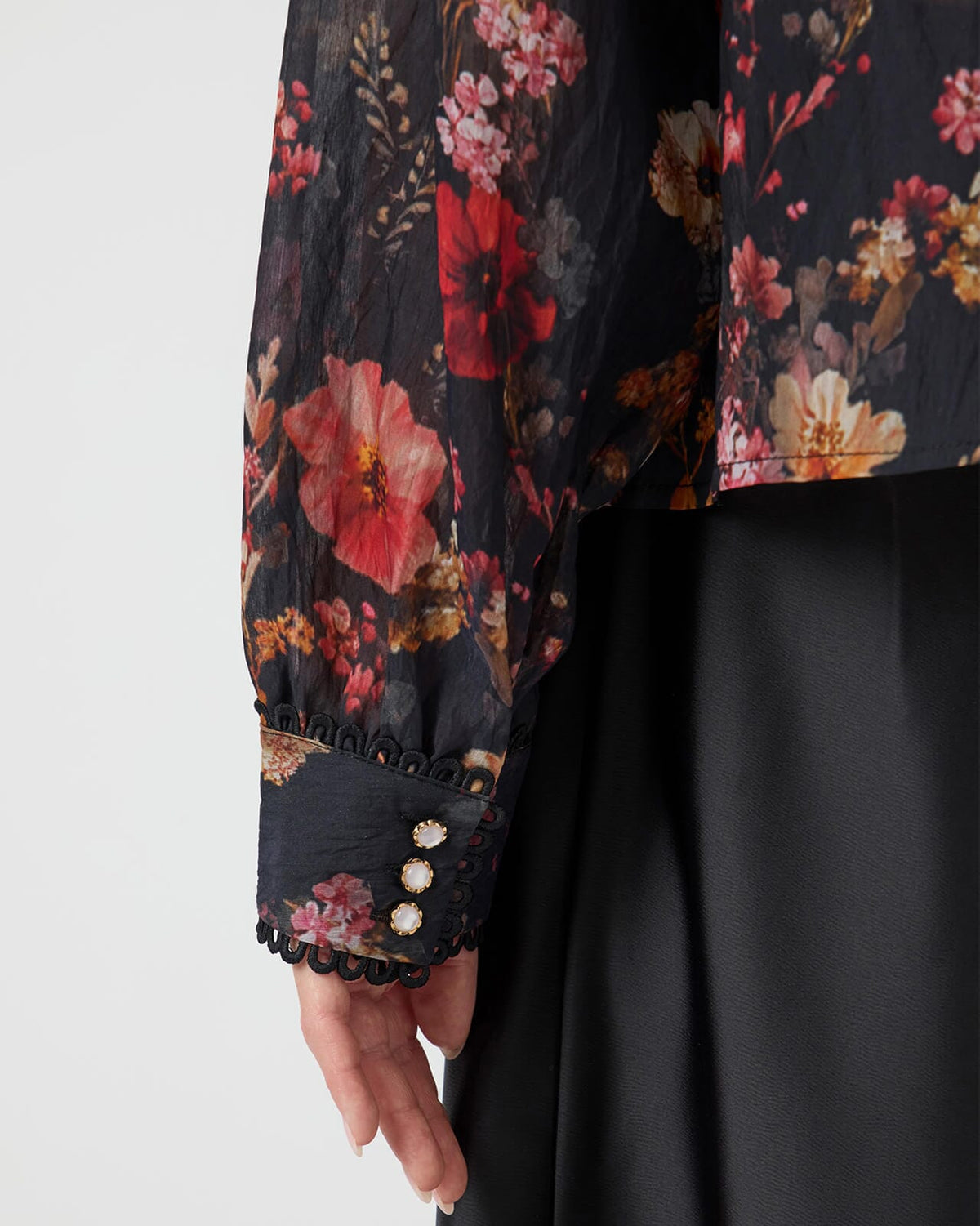 Y.A.S Skjorte Romantica LS - Black/ Romantica AOP