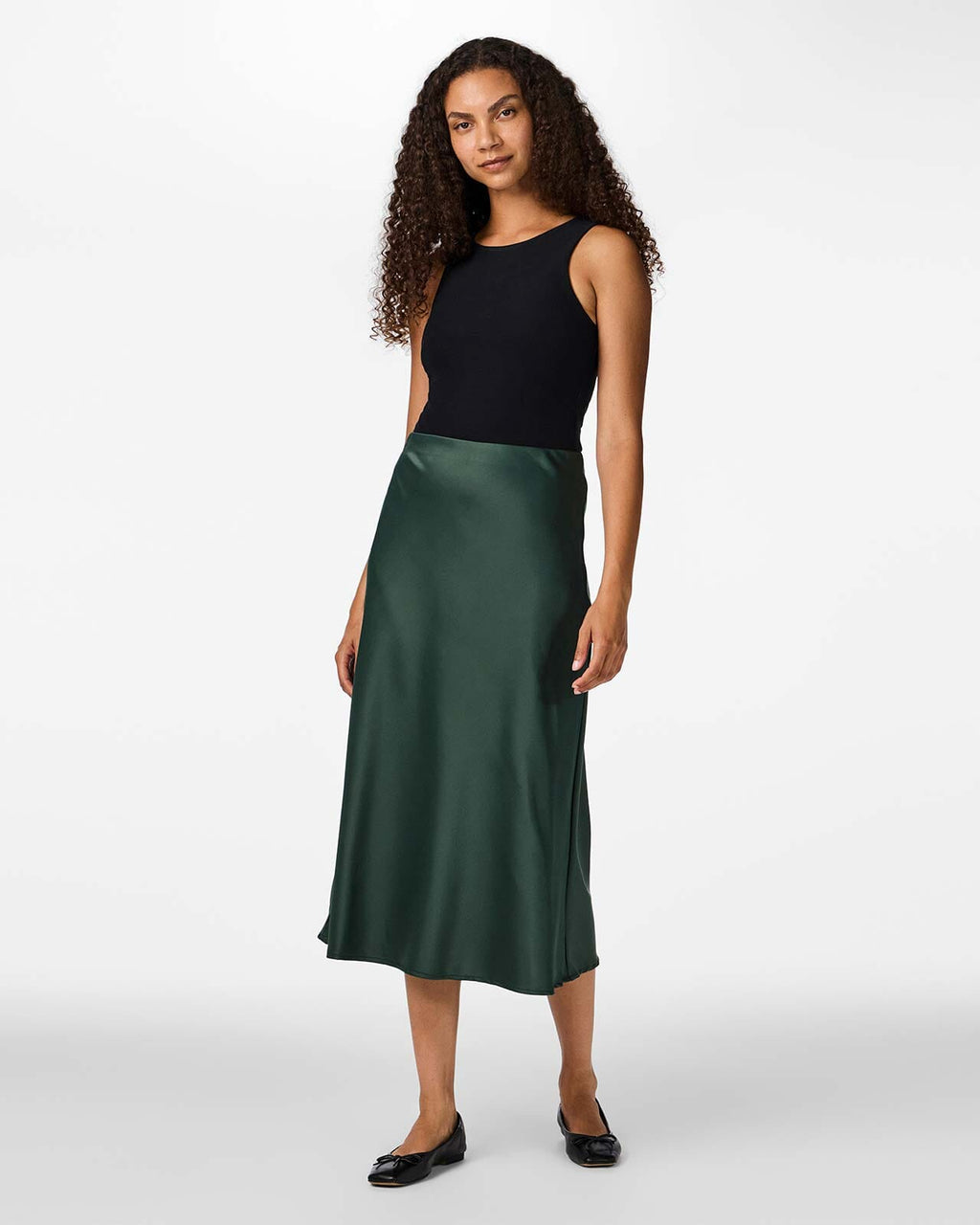 Y.A.S Satengskjørt Pella High Waist Midi - Sycamore