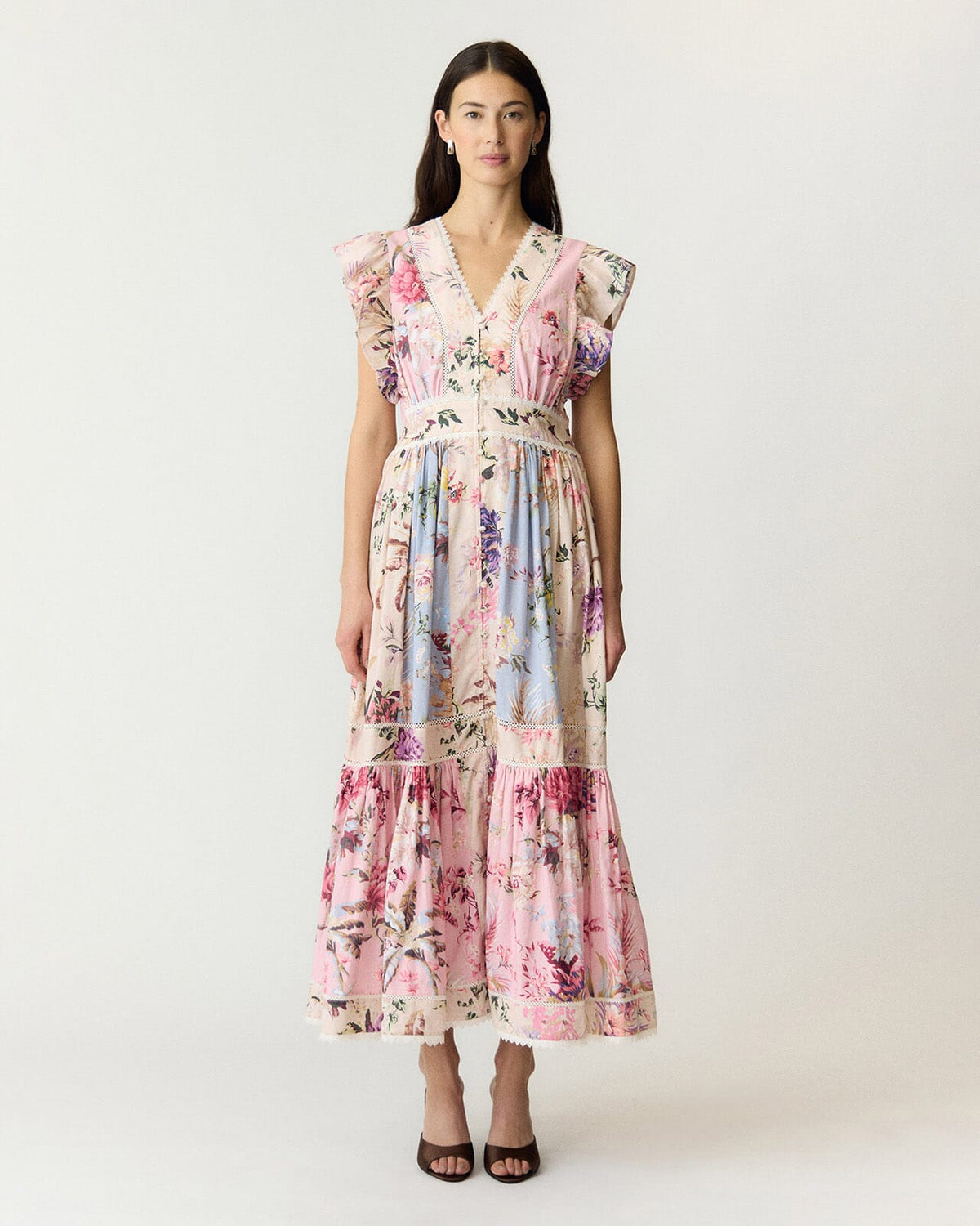 YAS Maxikjole Messa CS Long - Pristine W. Ballerina/ Skyway