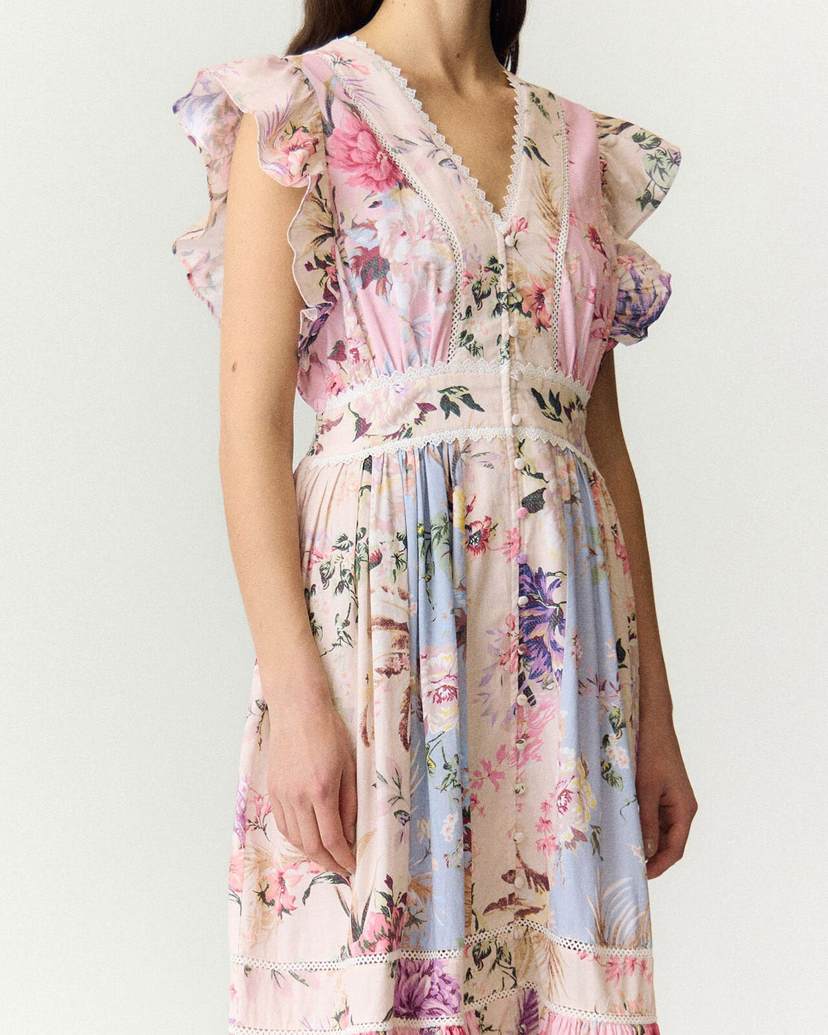 YAS Maxikjole Messa CS Long - Pristine W. Ballerina/ Skyway