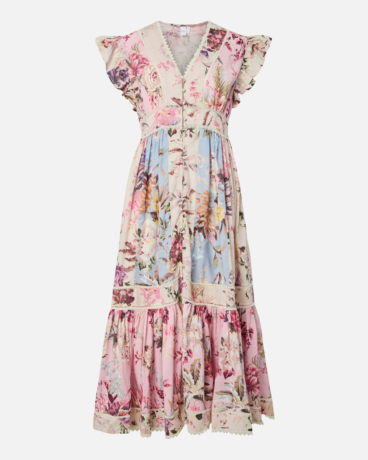 YAS Maxikjole Messa CS Long - Pristine W. Ballerina/ Skyway