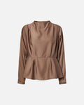 Y.A.S Bluse Pella LS Funnel Neck - Fungi