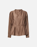 Y.A.S Bluse Pella LS Funnel Neck - Fungi