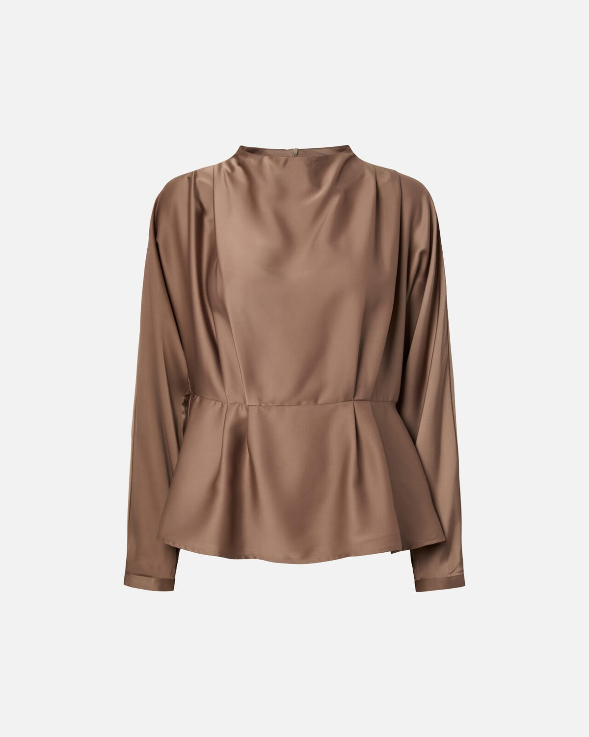 Y.A.S Bluse Pella LS Funnel Neck - Fungi