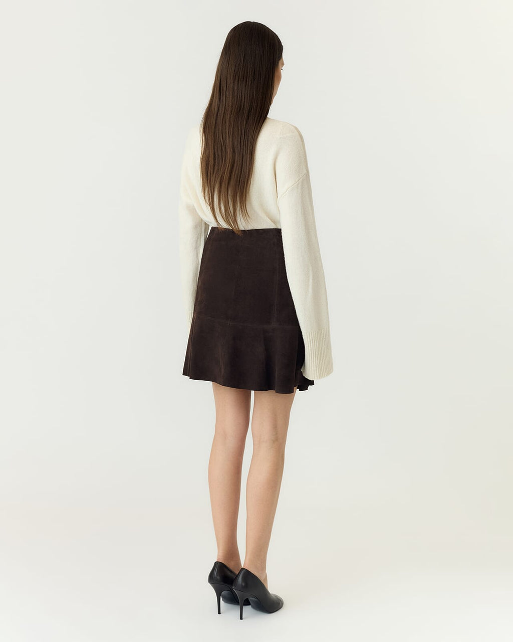 Y.A.S Skinnskjørt Colly HW Suede - Coffee Bean