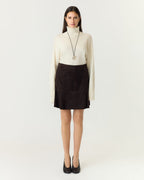 Y.A.S Skinnskjørt Colly HW Suede - Coffee Bean