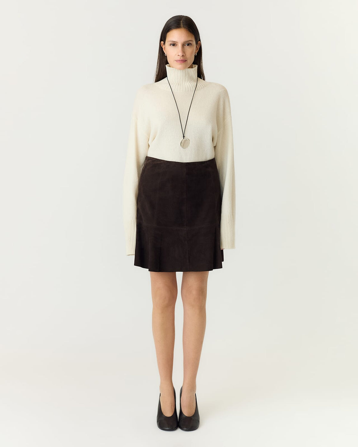 Y.A.S Skinnskjørt Colly HW Suede - Coffee Bean