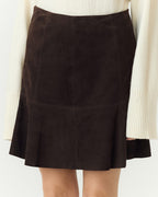 Y.A.S Skinnskjørt Colly HW Suede - Coffee Bean