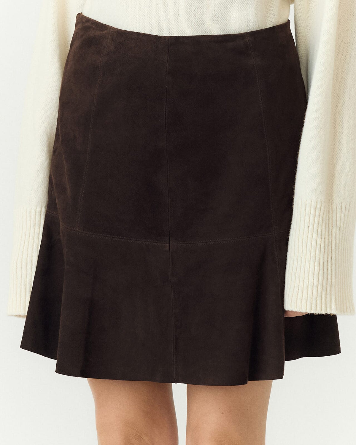 Y.A.S Skinnskjørt Colly HW Suede - Coffee Bean
